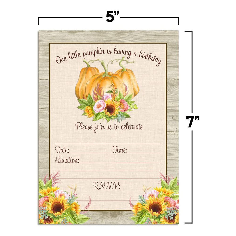 Fall Sunflowers Little Pumpkin Baby Shower Invitations