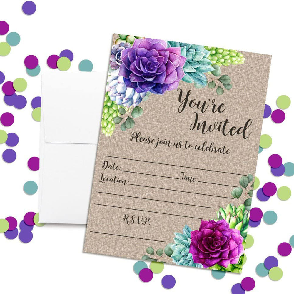succulent invitation template 20ct AmandaCreation Succulent Celebration Invites