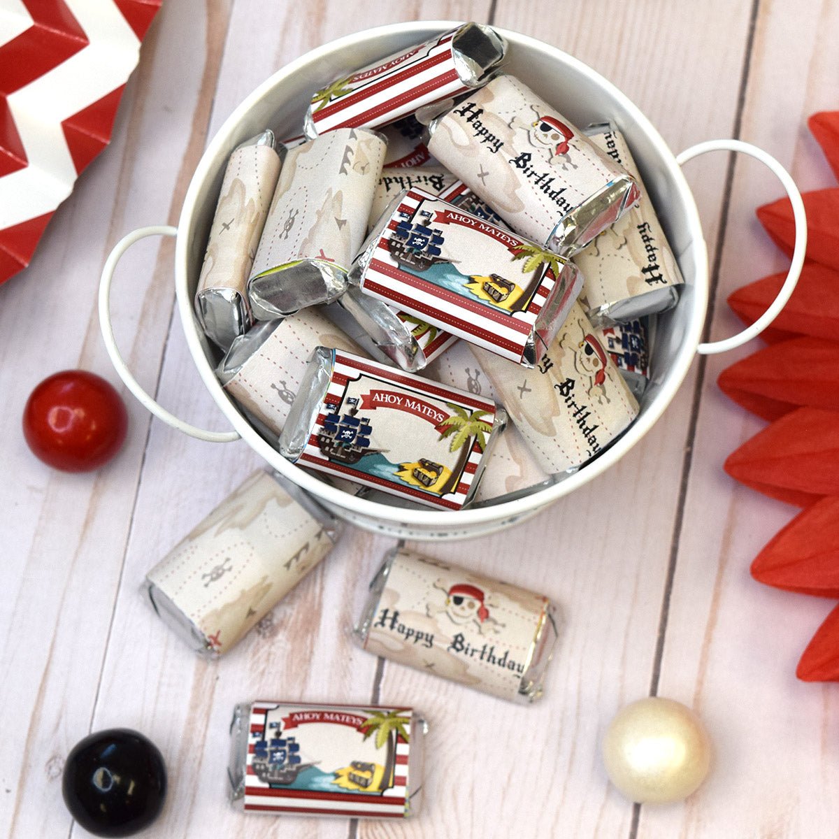 Treasure Wrapper Pirate Treasure Map Birthday Mini Candy Bar Wrappers – Amanda Creation