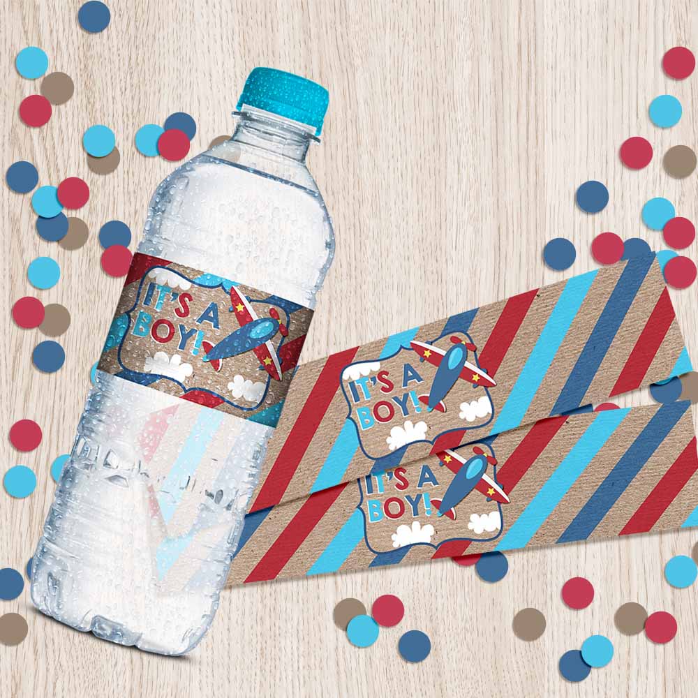 Airplane Party Water Bottle Labels template