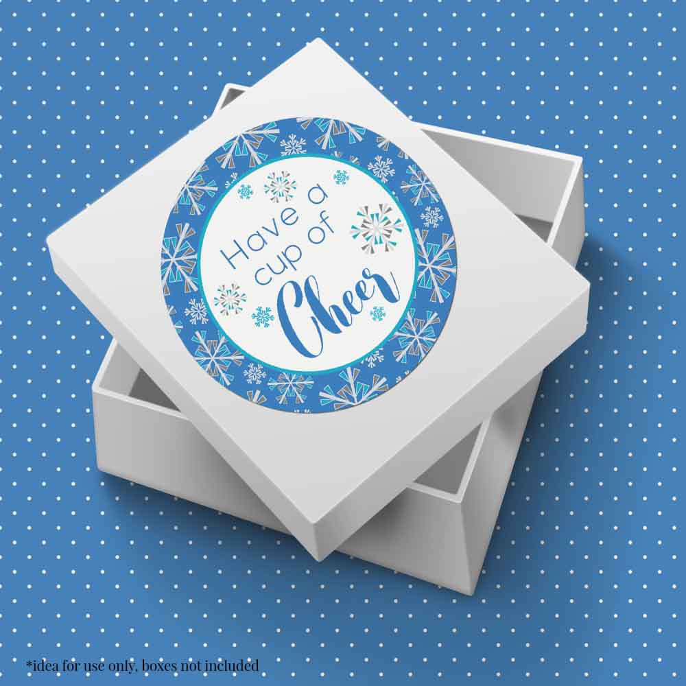 Cup of Cheer Winter Snowflake Party Favor Stickers