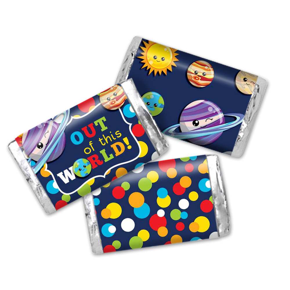 Outer Space Happy Planets Birthday Mini Candy Bar Wrappers – Amanda ...