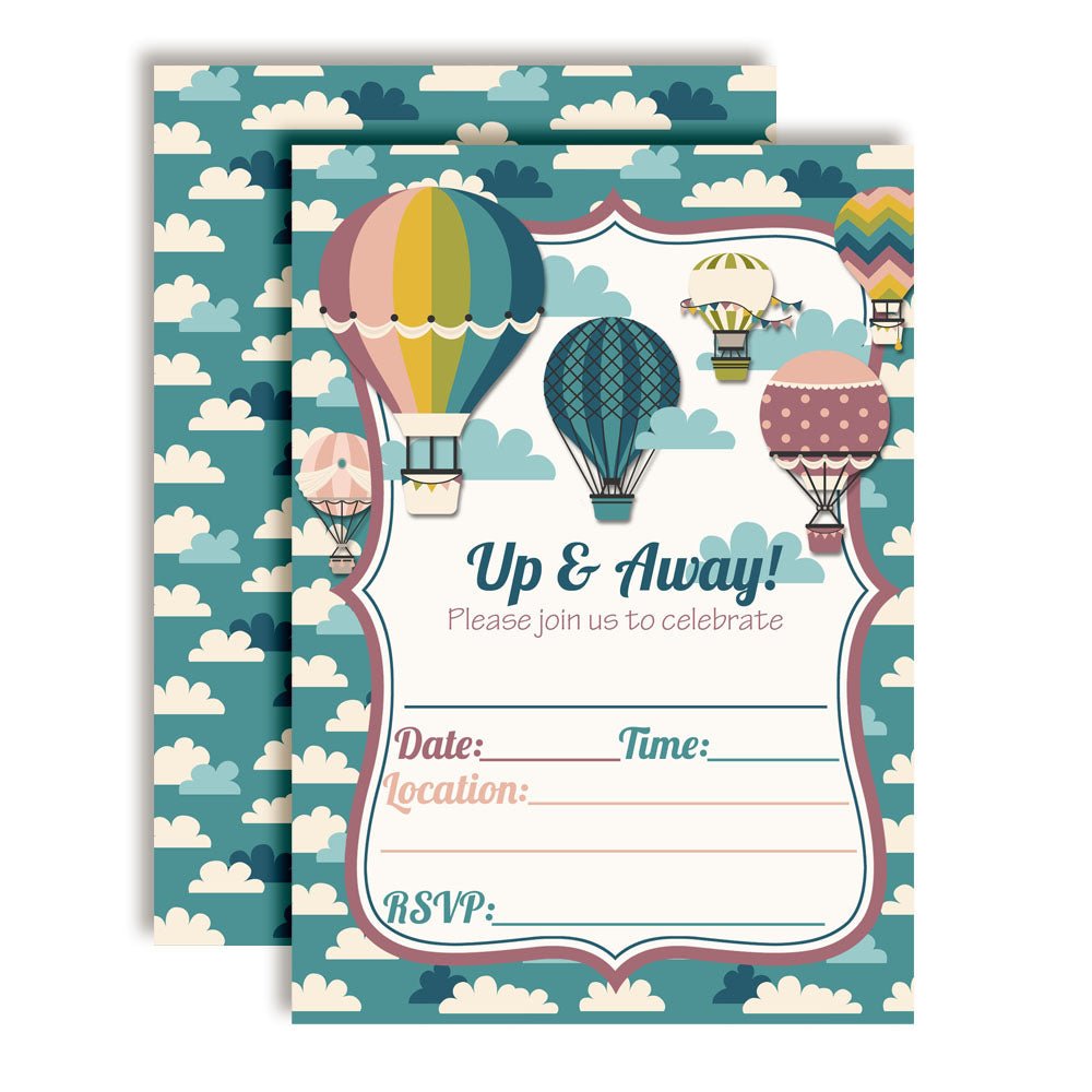 Max Air Invitations Up & Away Hot Air Balloon Birthday Party Invitations – Amanda Creation