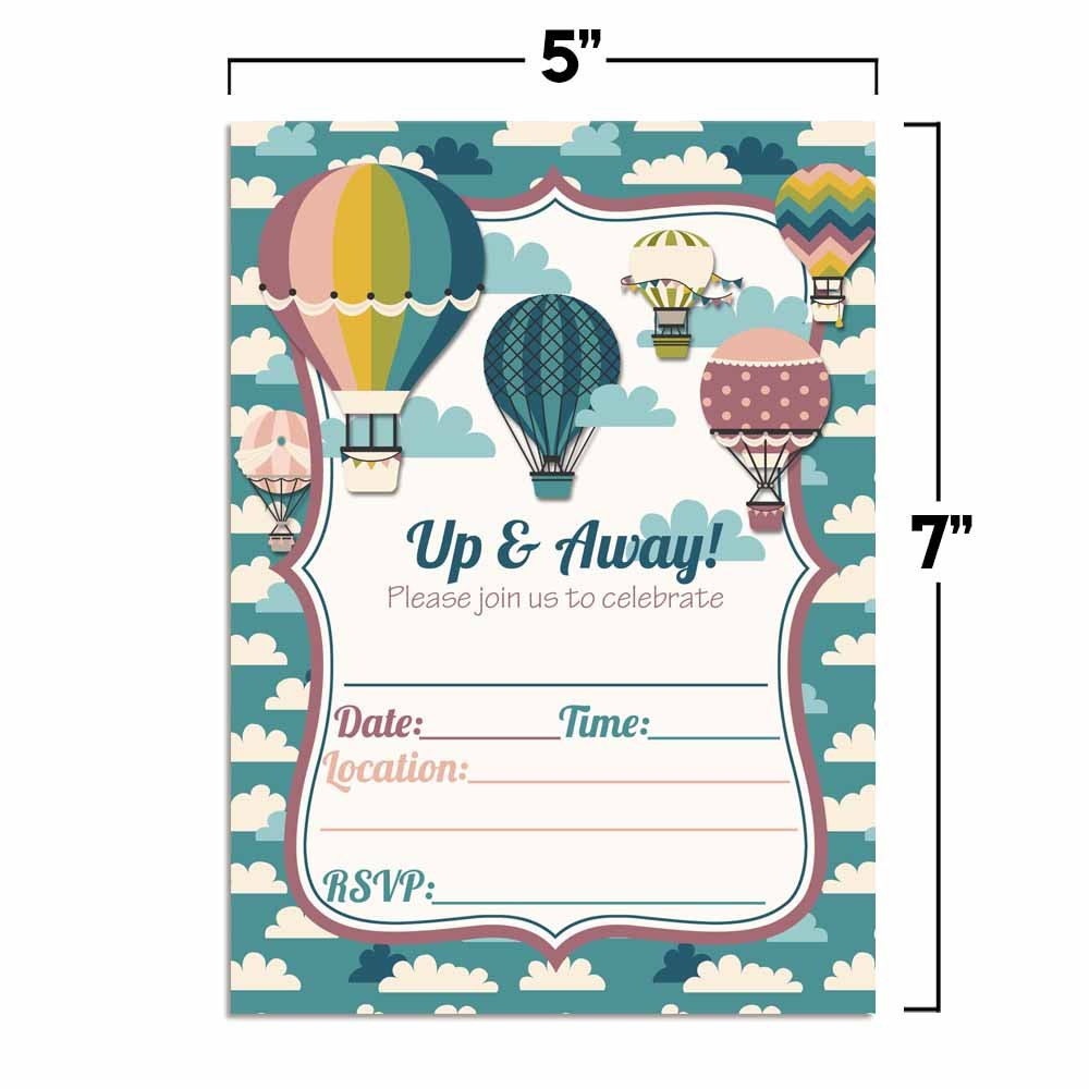 Max Air Invitations Up & Away Hot Air Balloon Birthday Party Invitations – Amanda Creation