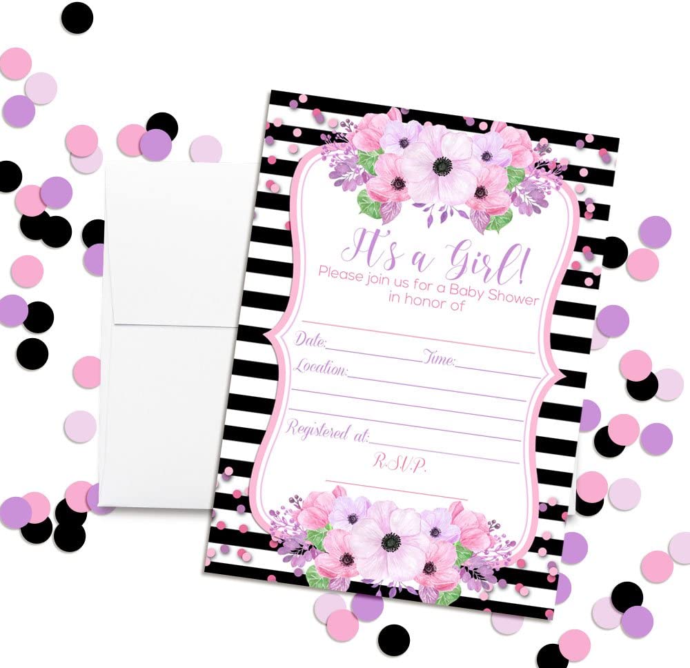 20ct Pink \u0026 Purple Floral Invitations by AmandaCreation, image size:1000x968