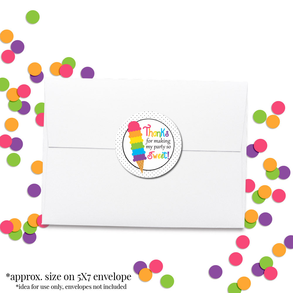 Rainbow Birthday Party Favor Stickers