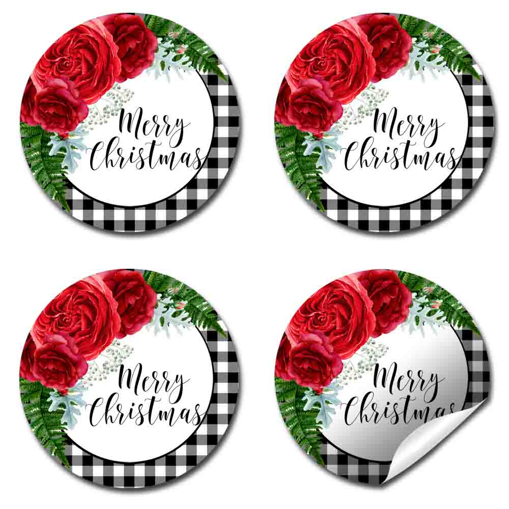 Red & Green Christmas Cupcake Party Favor Stickers