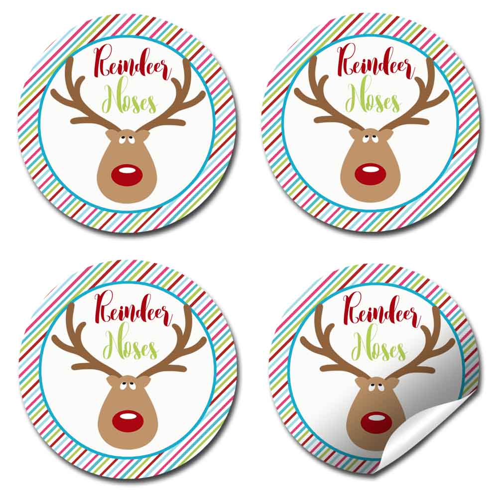 Printable Red-Nosed Reindeer Holiday Gift Tags (Instant Download)