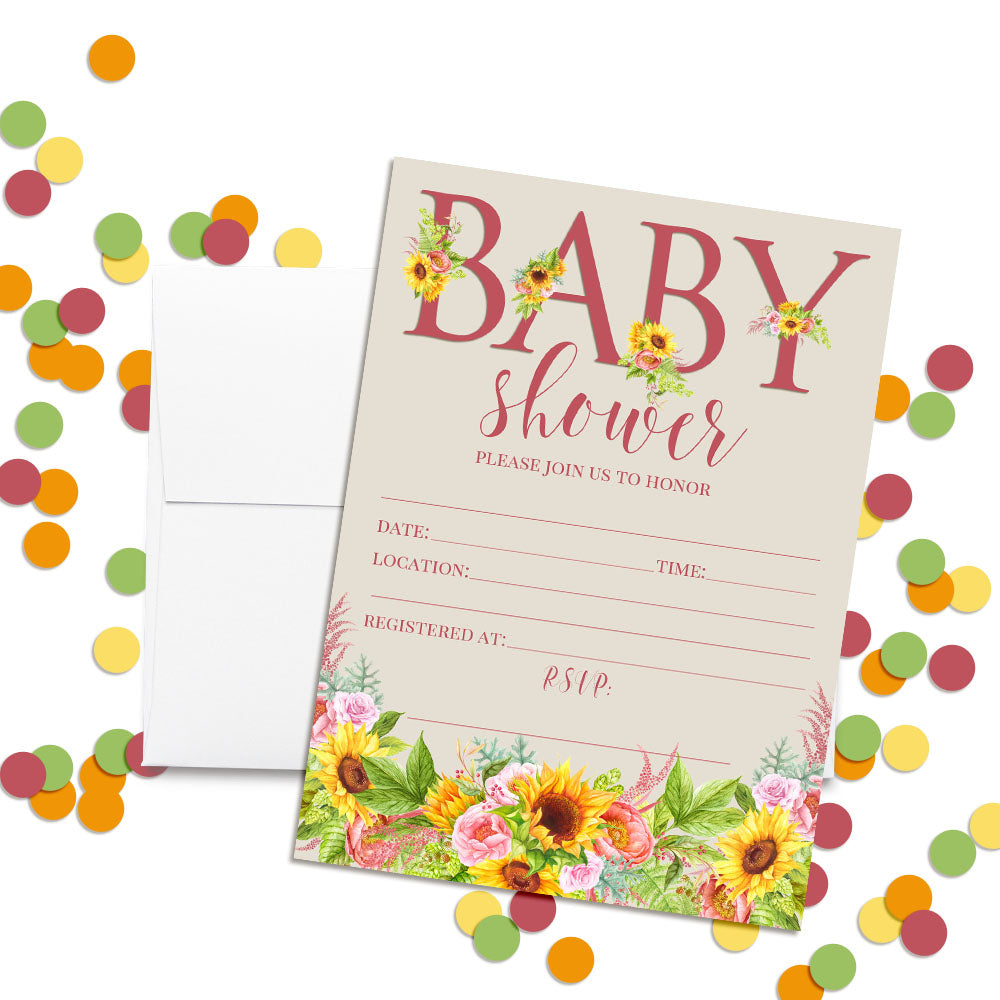 Watercolor Sunflower & Peony Floral Baby Shower Sticker Bundle   Amanda