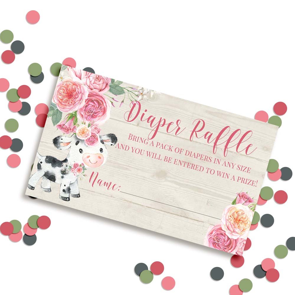 Dancing Cow Raffle Pink Floral Cow Diaper Raffle Tickets – Amanda Creation