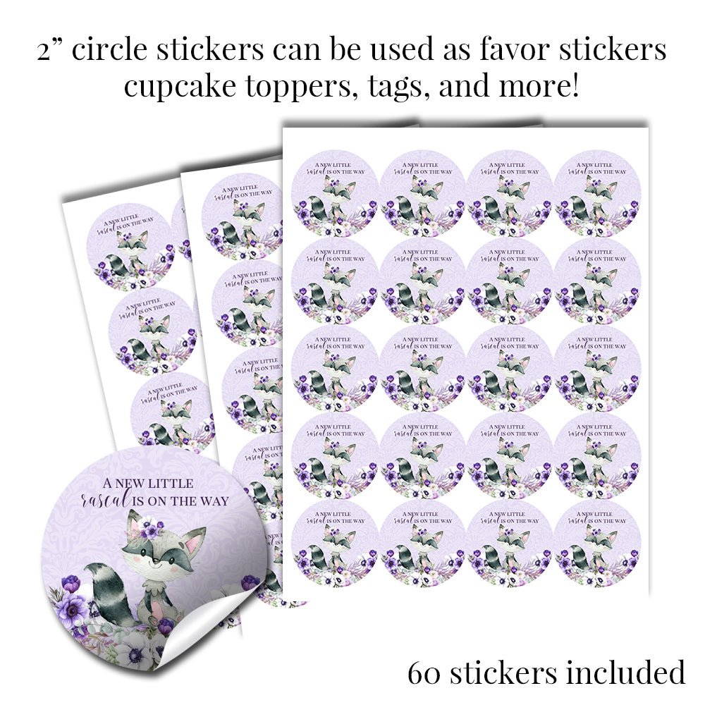 Rascal Raccoon Sticker Little Rascal Cute Raccoon Pink Baby Shower Sticker Bundle – Amanda ...