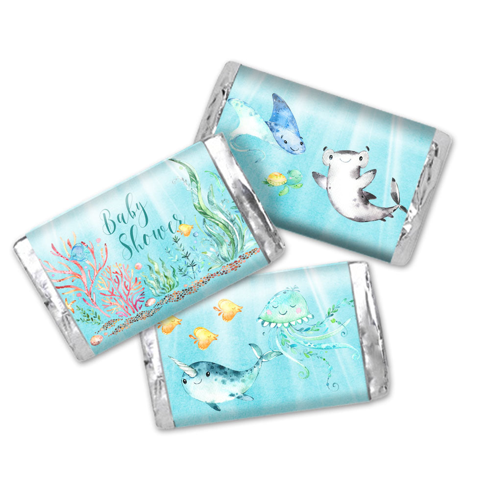 Underwater Cute Sea Life Baby Shower Mini Candy Bar Wrappers – Amanda ...