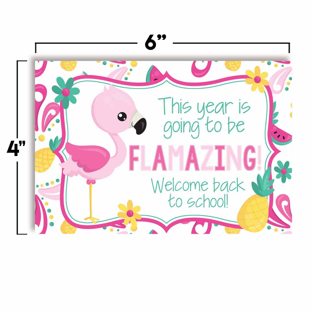 flamingo back to school postcards
