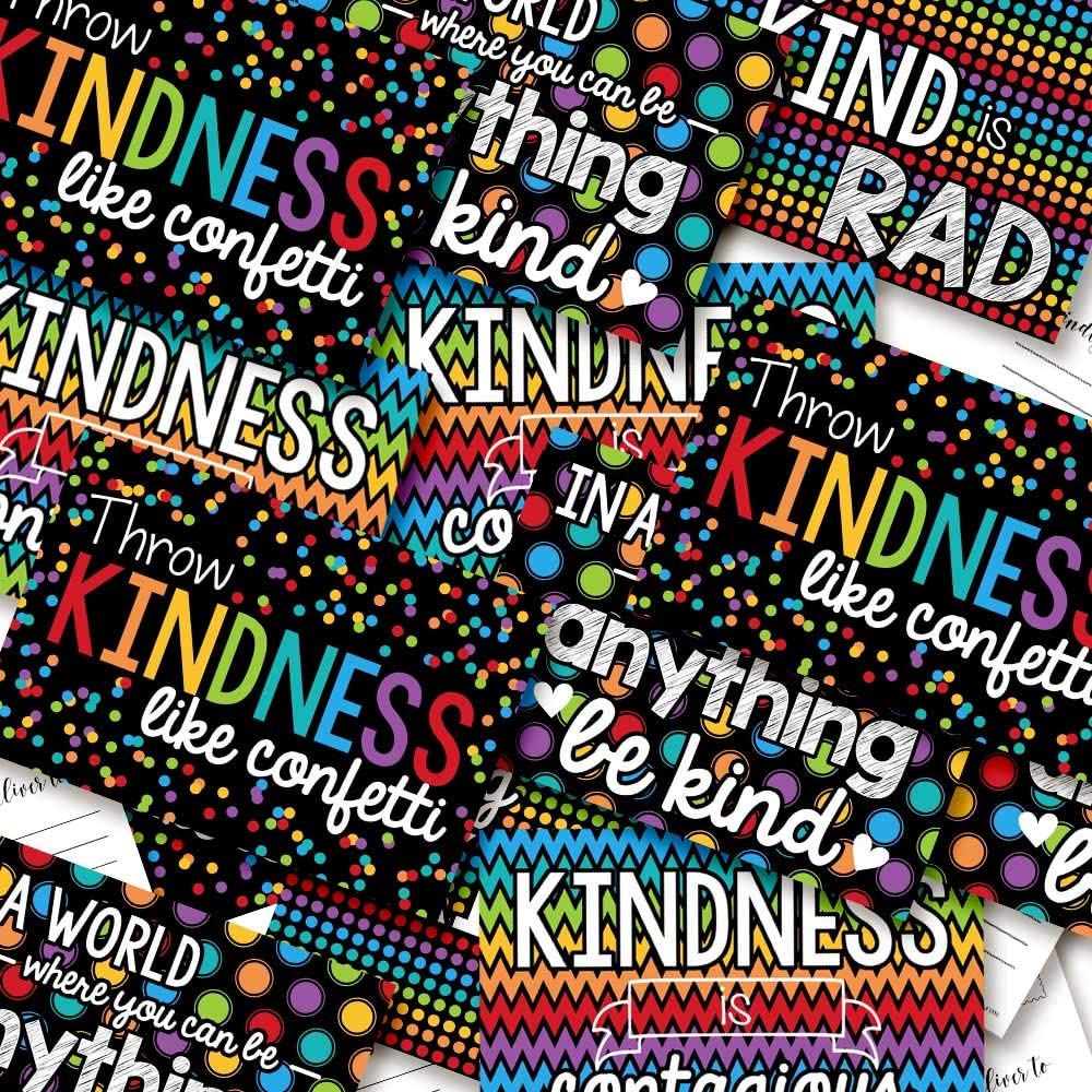 Kindness Themed Black Backgrounds Postcards