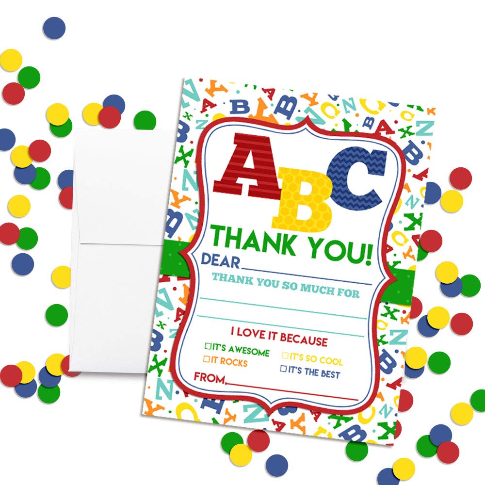 ABC Alphabet Letters Thank You Cards