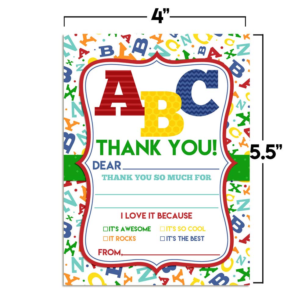 ABC Alphabet Letters Thank You Cards