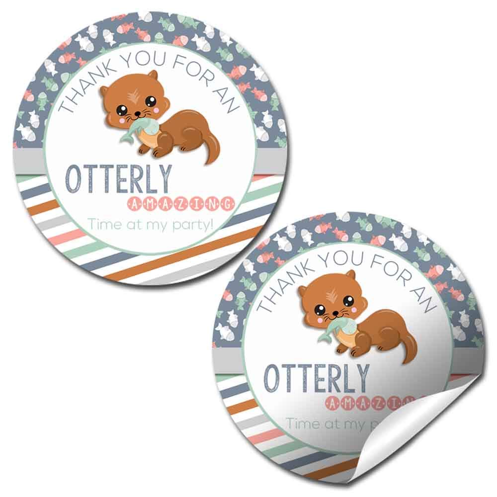 Adorable Otter Otterly Amazing Birthday Party Stickers