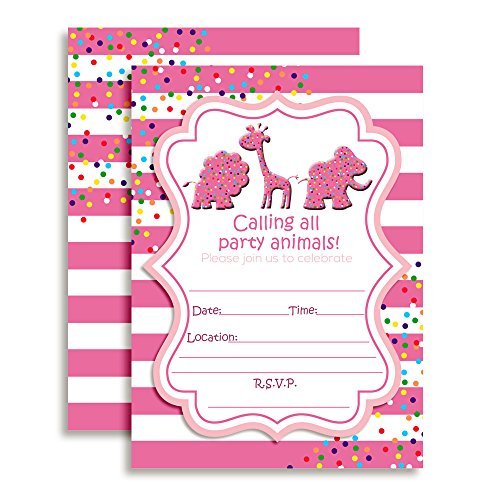 Animal Cookies & Crackers Circus Birthday Party Invitations