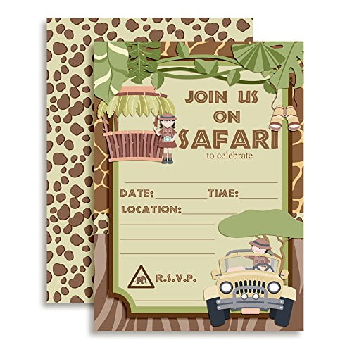 Jungle Safari Birthday Party Invitations