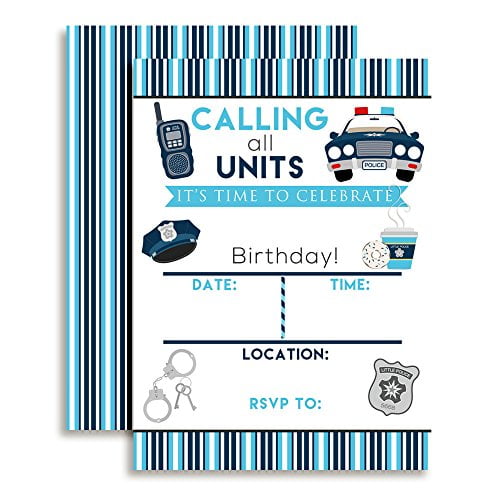 Police Birthday Party Invitations