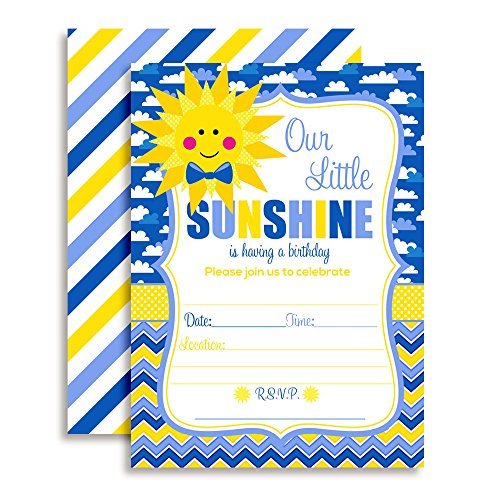 Little Ray of Sunshine Birthday Party Invitations (Boy)