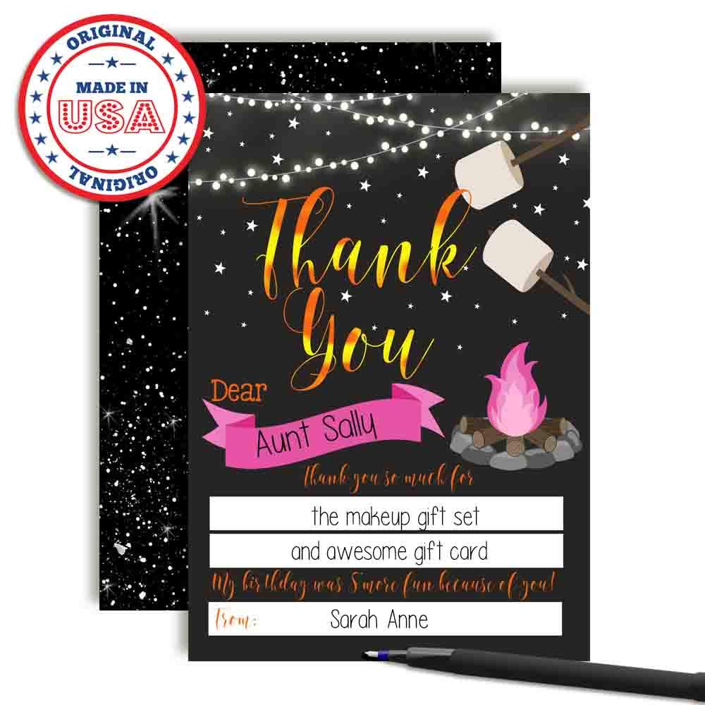 Under the Stars Bonfire Thank You Cards (Girl)