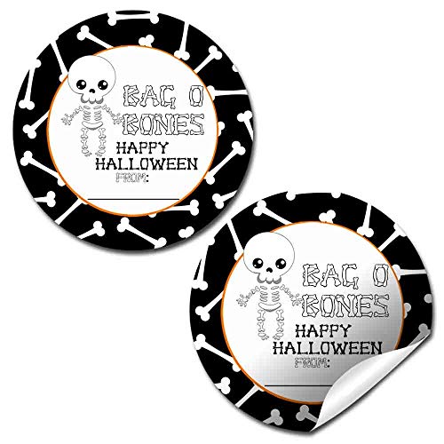 Bag O Bones Skeleton Halloween Treat Bag Stickers