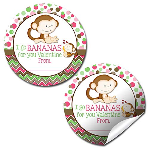 Monkey Valentine Stickers (Girl)