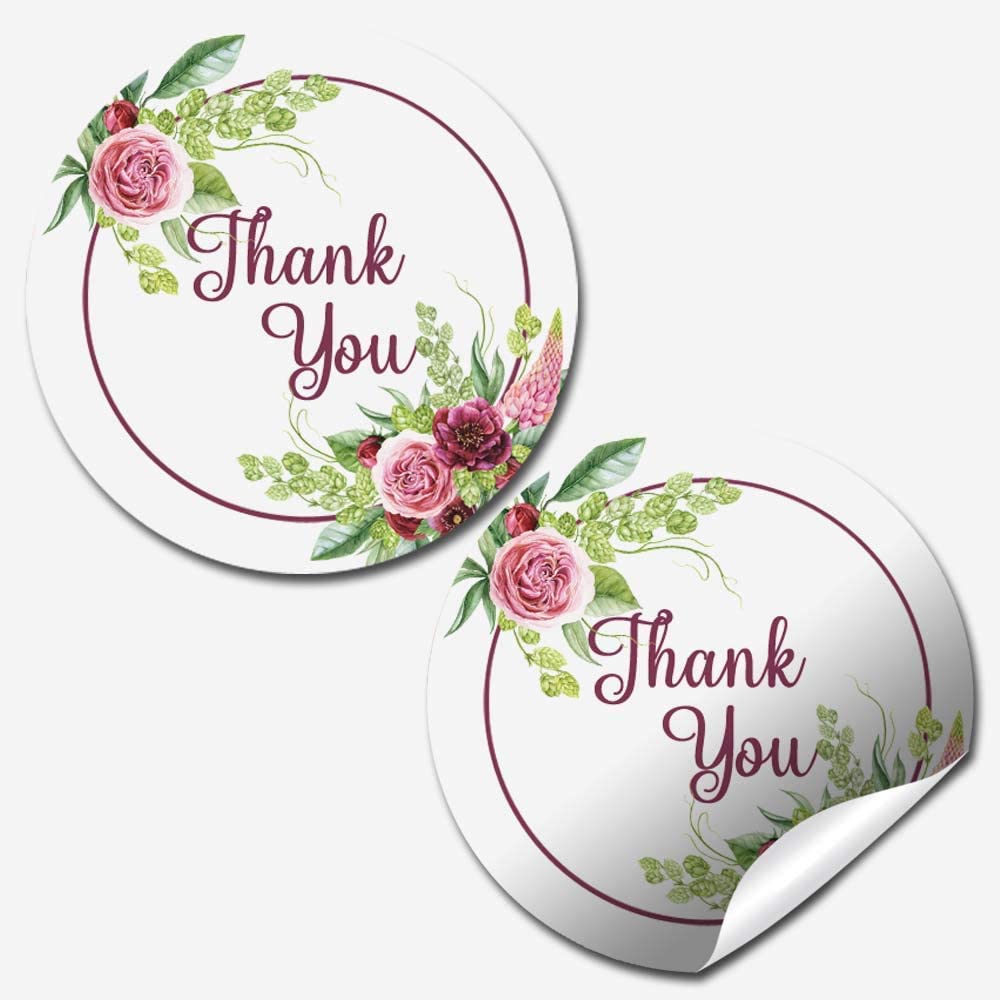 Pink Package Sticker Pink & Burgundy Floral Small Business Package Stickers – Amanda Creation
