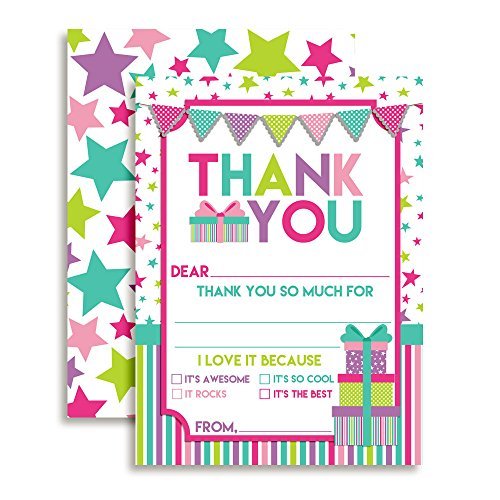 Stars & Presents Thank You Cards (Girl)