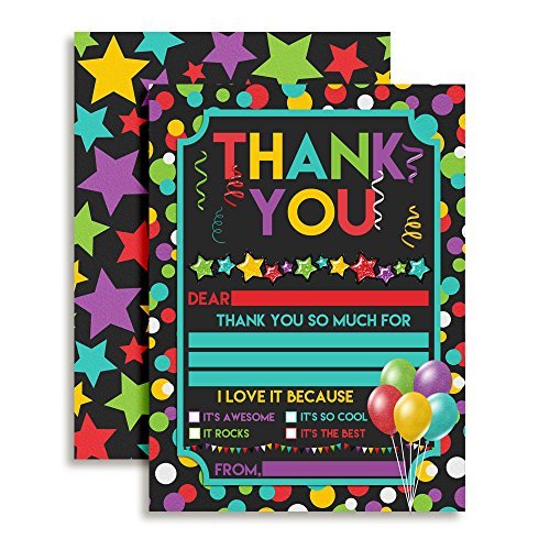 Balloons Stars & Confetti Thank You Cards
