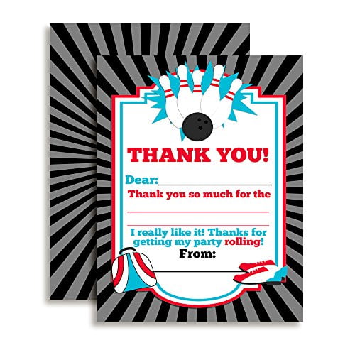 Bowling Party Thank You Cards