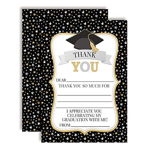 Cap With Stars Graduation Thank You Cards Cap With Stars Graduation Thank You Cards