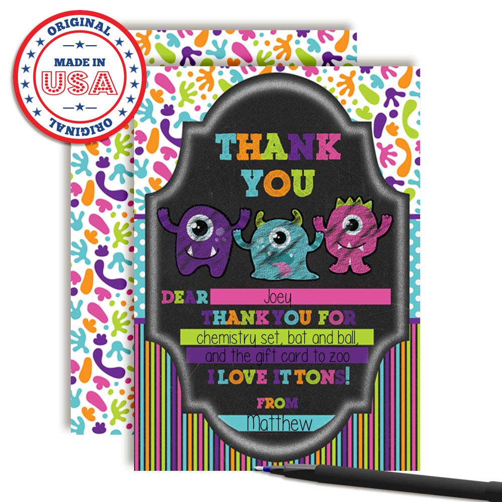 Chalkboard Monster Thank You Cards