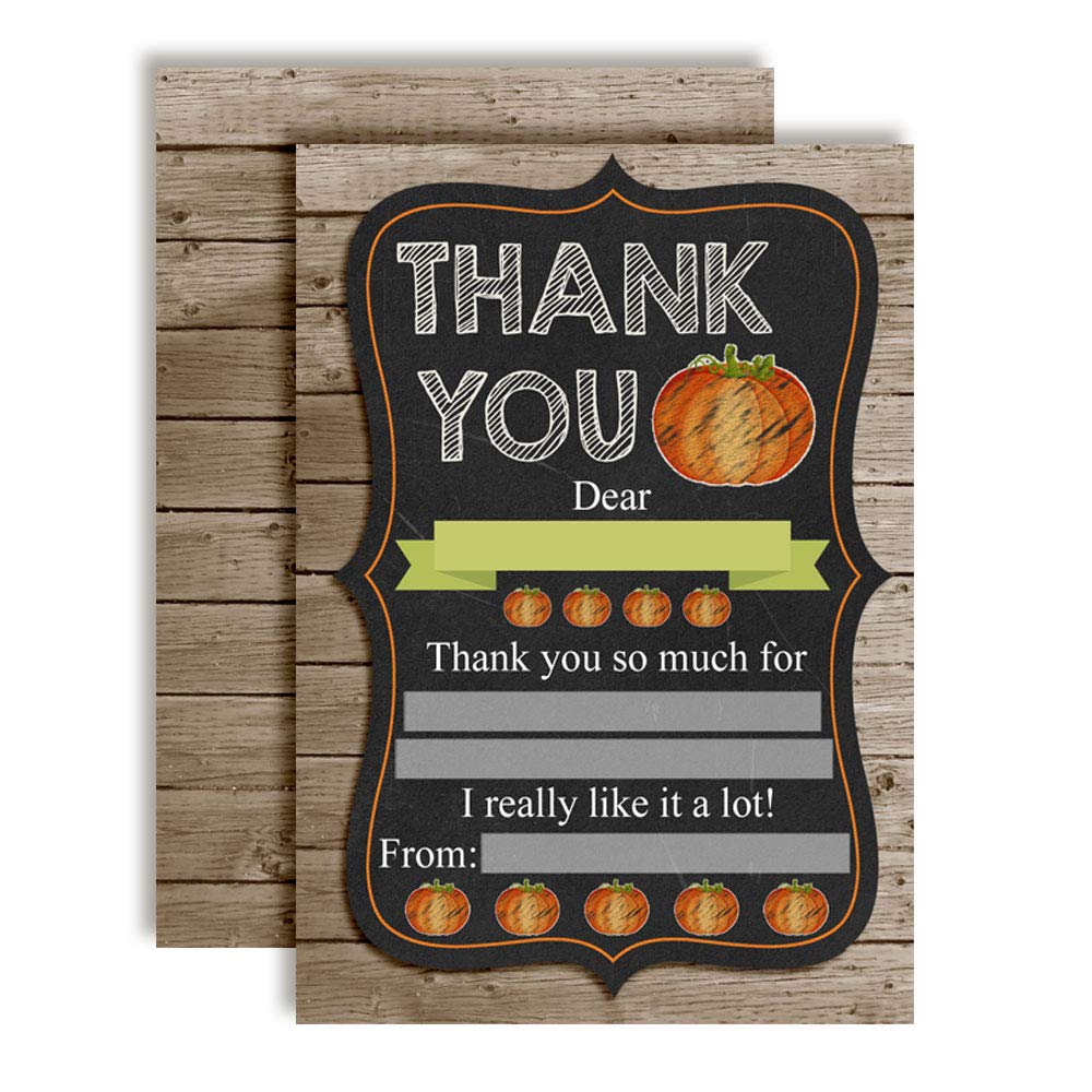 Chalkboard Pumpkin Thank You Cards