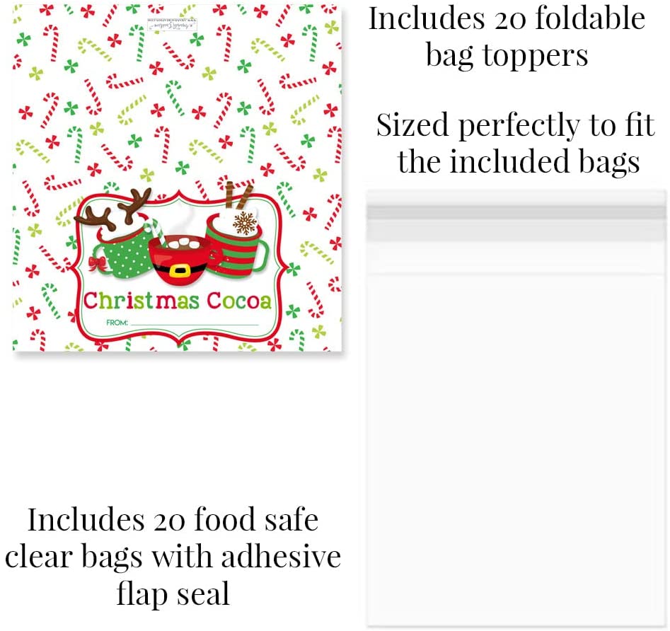 Printable Christmas Hot Cocoa Kit Party Favor Treat Bag Topper