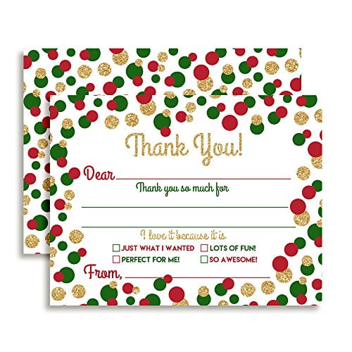 Christmas Polka Dot Thank You Cards