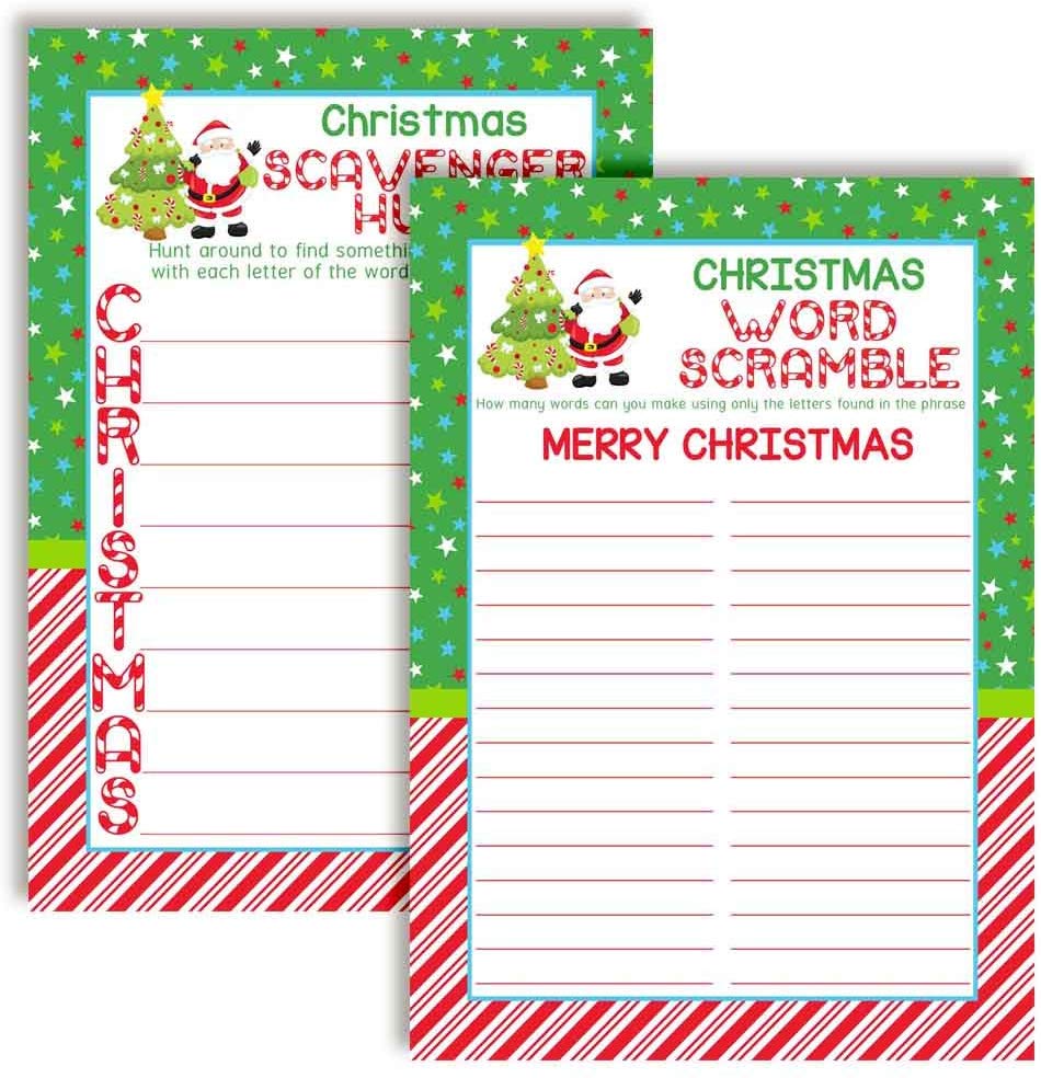 Christmas Word Scramble and Scavenger Hunt Game Cards – Amanda Creation