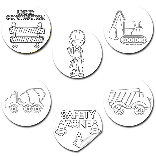 Color Your Own Construction Themed Stickers