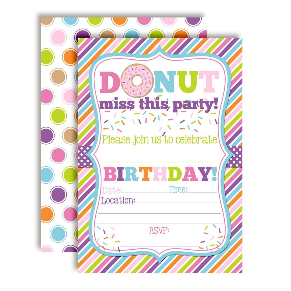 Donut & Sprinkles Birthday Party Invitations