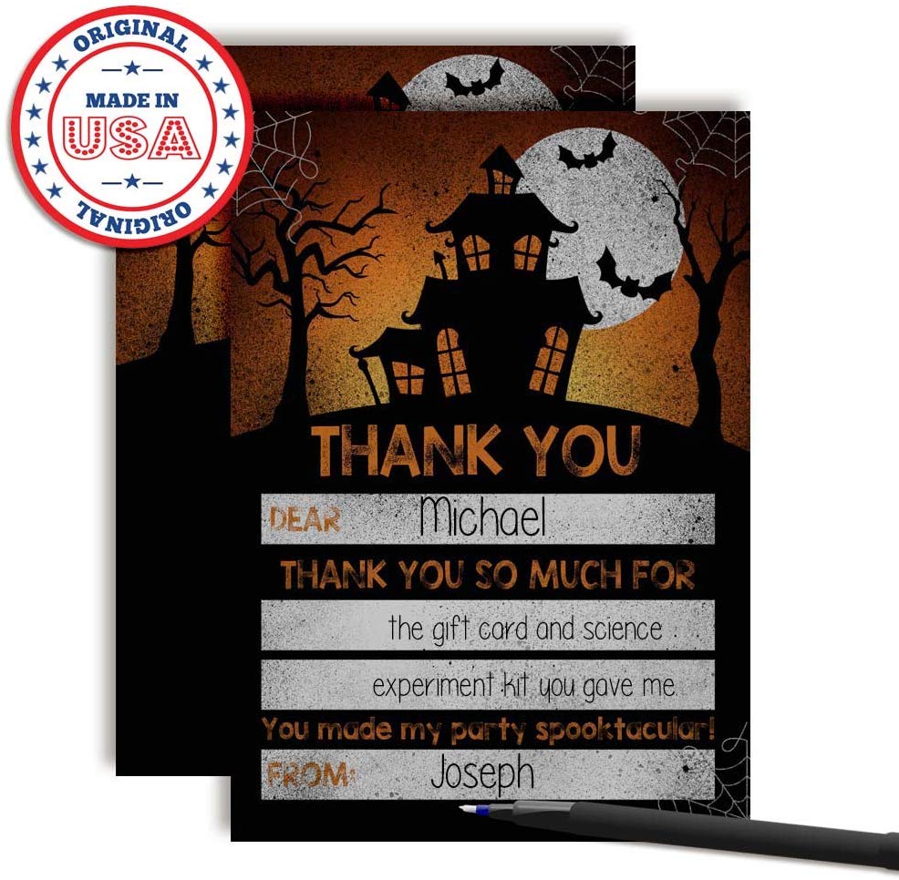 spooky halloween haunted house thank you notes