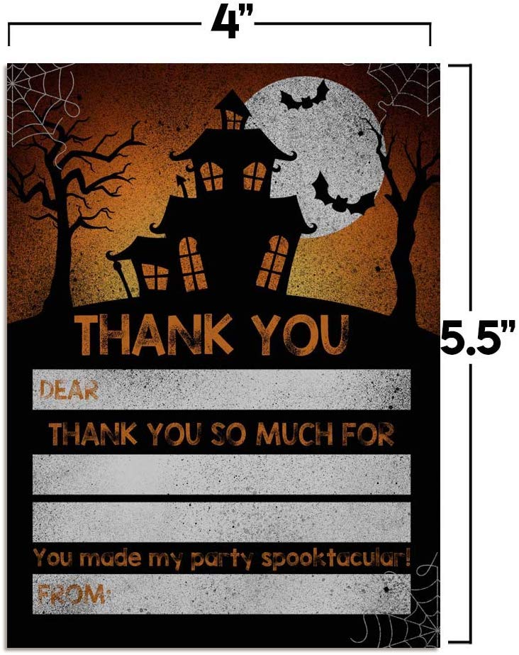 spooky halloween haunted house thank you notes