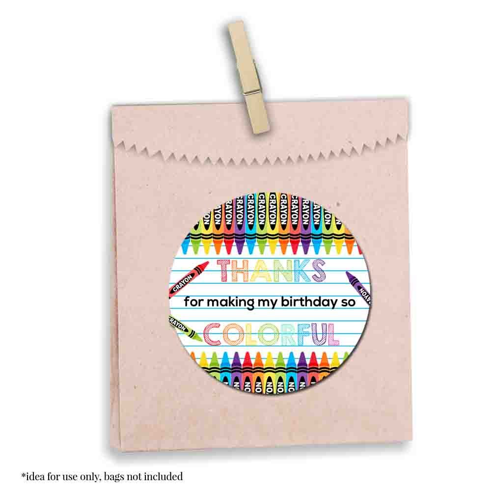Crayon Birthday Party Stickers