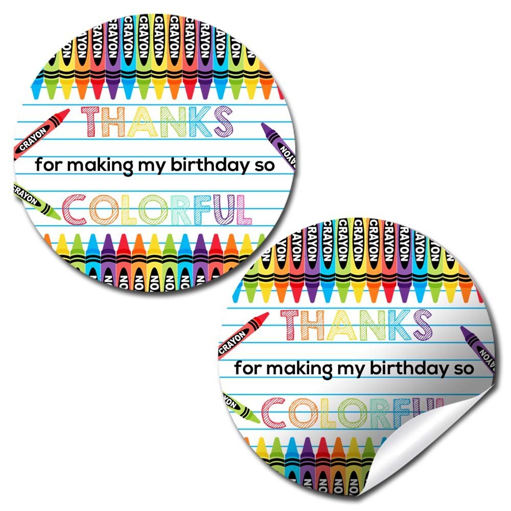 Crayon Birthday Party Stickers