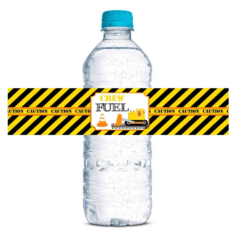 Construction Site Birthday Party Water Bottle Labels