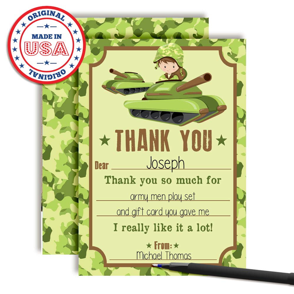 Army Tank Birthday Thank You Cards