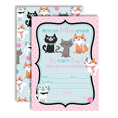 Cute Kitten Birthday Party Invitations Amanda Creation