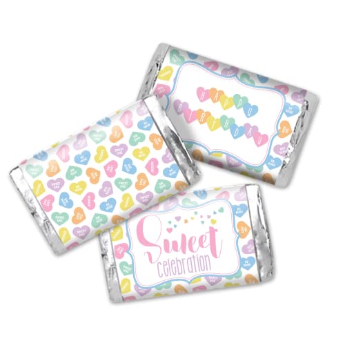 Cute Pastel Candy Hearts Valentine's Day Mini Candy Bar Wrappers ...