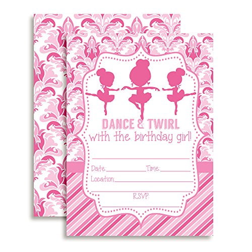 Dance & Twirl Ballerina Birthday Party Invitations