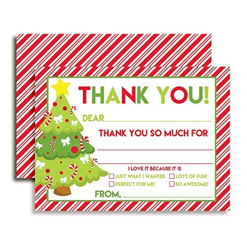 Decorated Christmas Tree Thank You Cards